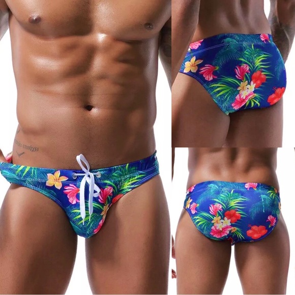 Floral Men Swim Brief - Picture 1 of 8